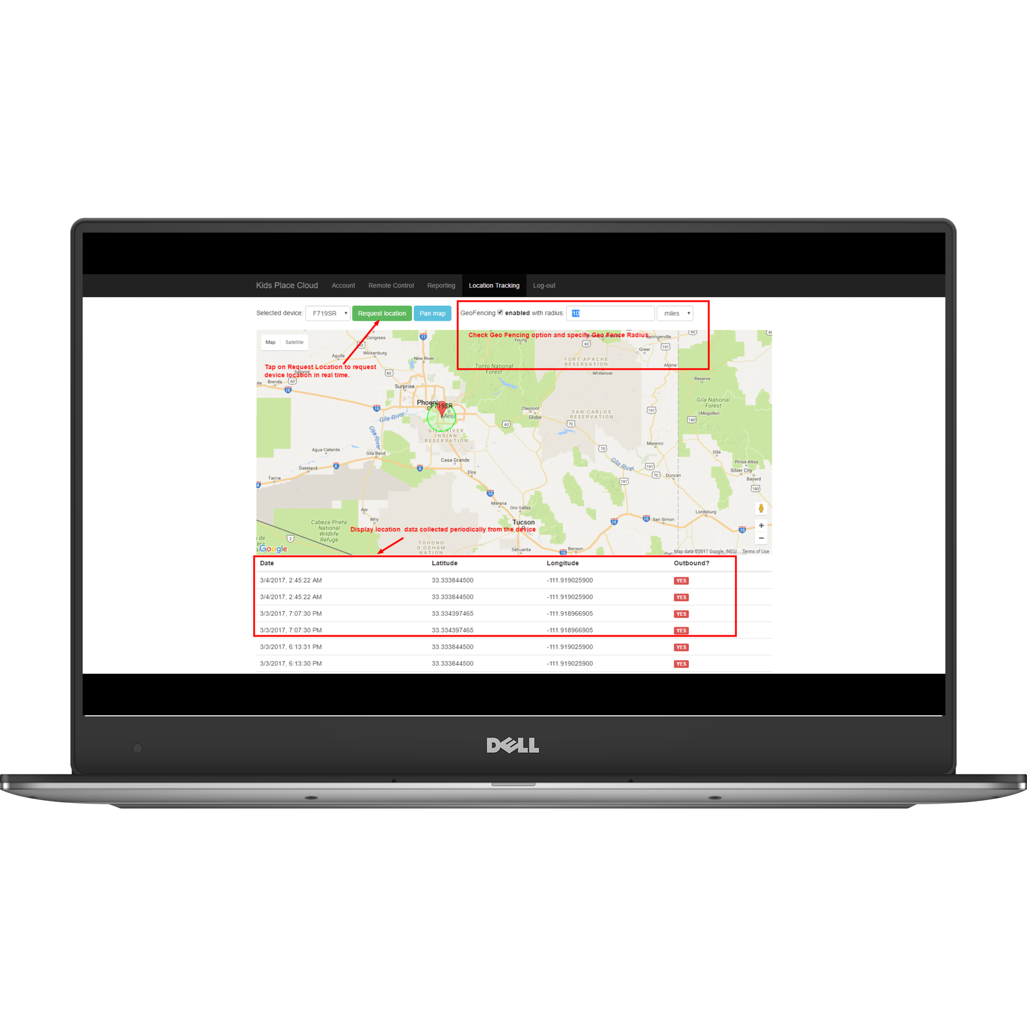 Device Remote Control App - Geo Location